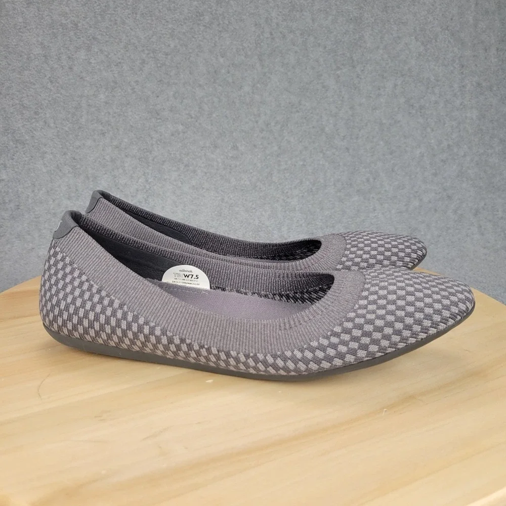 Allbirds Tree Breezers Grey‎ Checkerboard Ballet Flats Womens 7.5 Sustainable